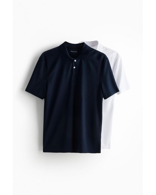 H&M 2er-Pack DryMove Sport-Poloshirt in Blue für Herren