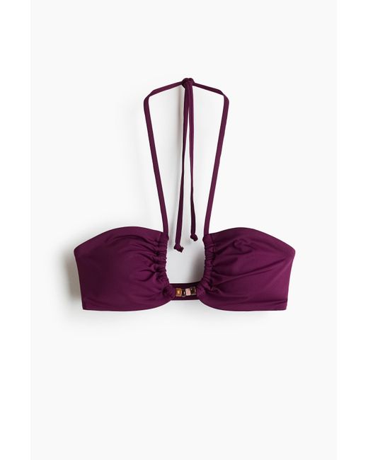 H&M Padded Halterbikinitop in het Purple