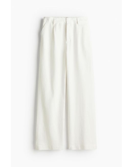 H&M White Elegante Hose aus Leinenmix