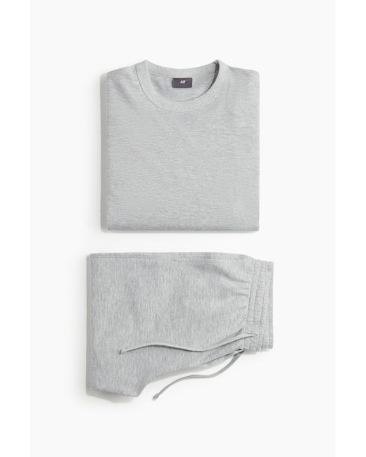 H&M Baumwollpyjama mit Waffelstruktur in White für Herren
