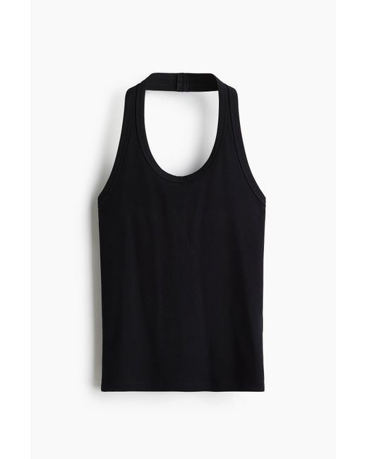 Top dos nu en coton pima H&M en coloris Black