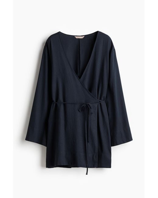 H&M Ochtendjas Van Linnenmix in het Blue