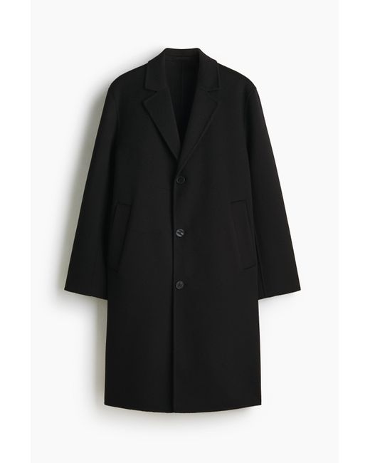 H&M Single-breasted Wool Coat in het Black voor heren