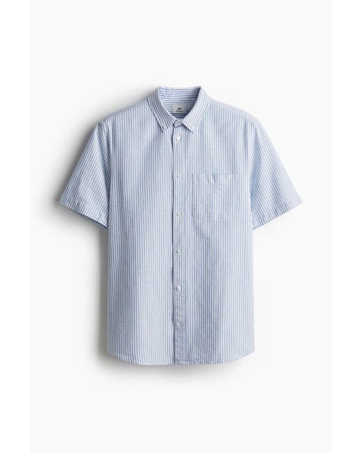 H&M Kurzärmeliges Oxford-Hemd in Regular Fit in Blue für Herren