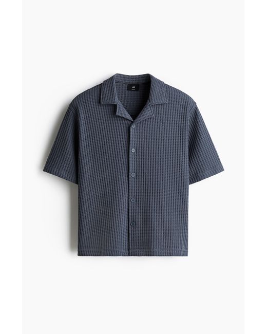 H&M Freizeithemd mit Waffelstruktur in Loose Fit in Blue für Herren