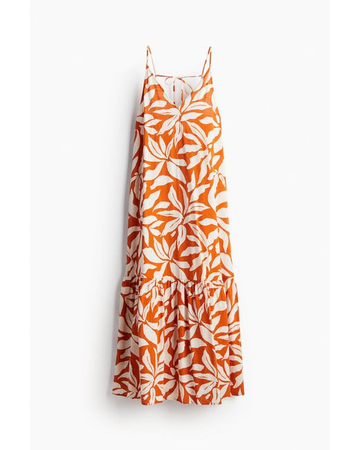 H M Langes Kleid in A Linie in Orange Lyst AT