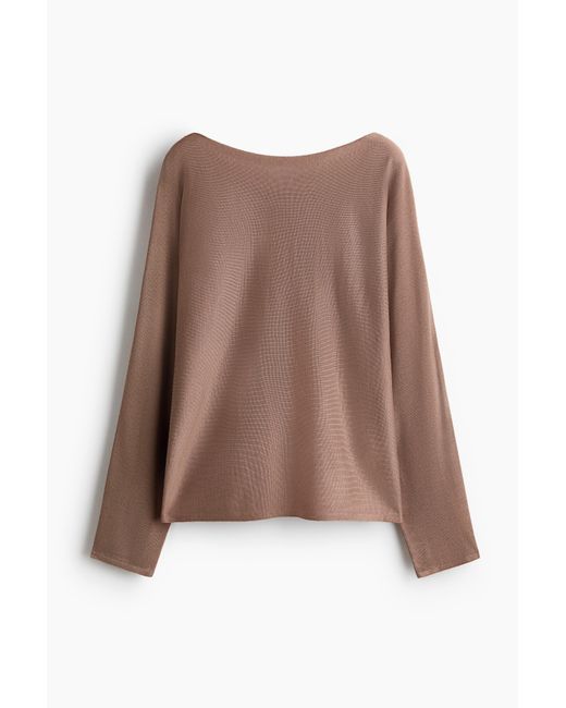 H&M Brown Pullover mit U-Boot-Ausschnitt