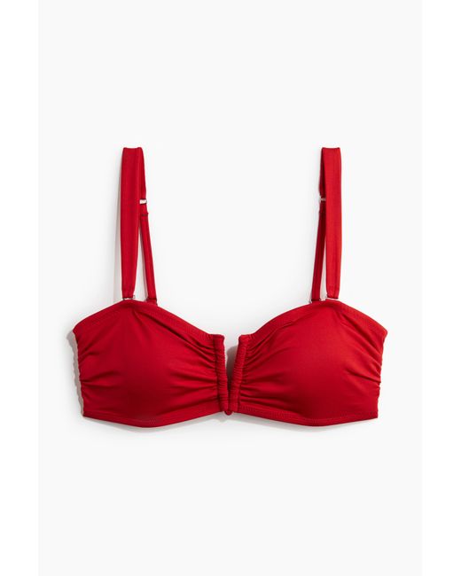 H&M Padded Bandeaubikinitop in het Red