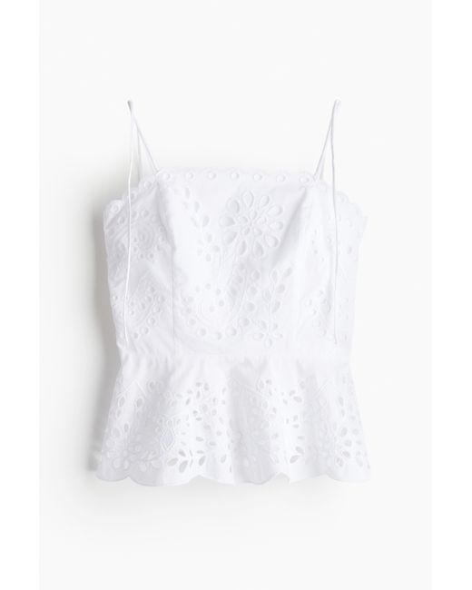 H&M White Trägertop mit Broderie Anglaise