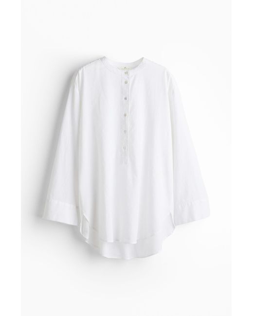 Chemise popover en lin mélangé H&M en coloris White