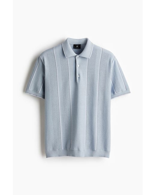 Polo Regular Fit En Maille Pointelle H&M pour homme en coloris Blue