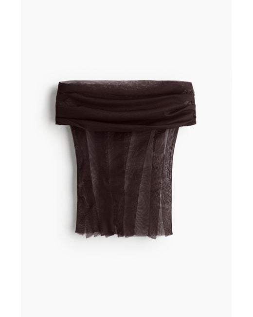 H&M Black Off-Shoulder-Top aus Mesh