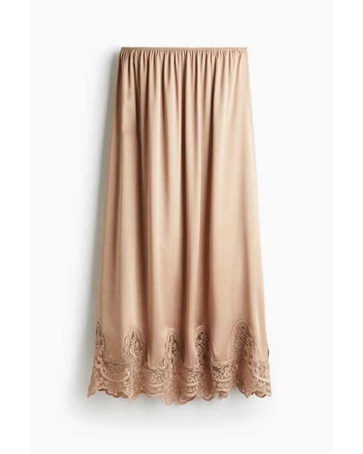 H&M Brown Satinrock mit Spitze