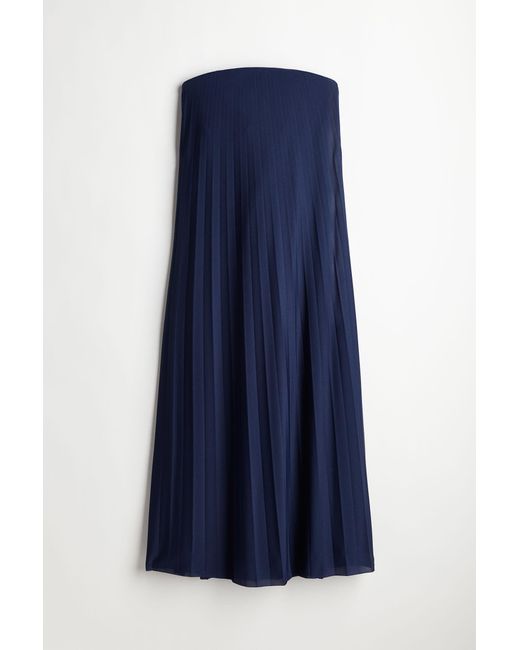 H&M Blue Bandeau-Kleid mit Falten
