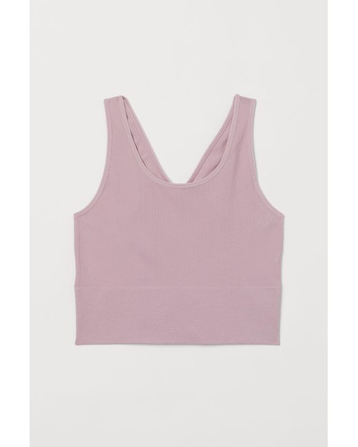 H M Cropped Seamless Sports Top In Pink Lyst H M Cropped Seamless Sports Top In Pink Lyst