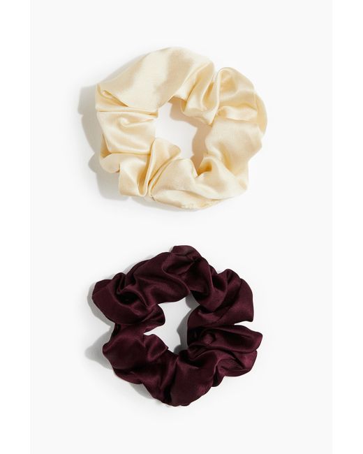 H&M White 2er-Pack Scrunchies aus Seide