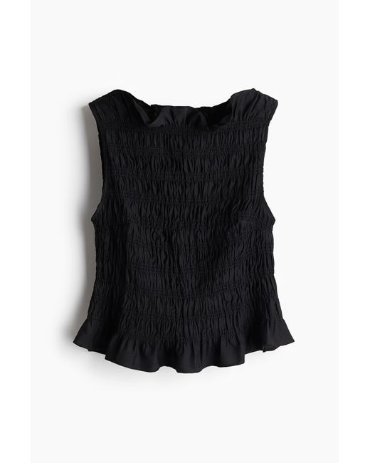 H&M Black Gesmoktes Top