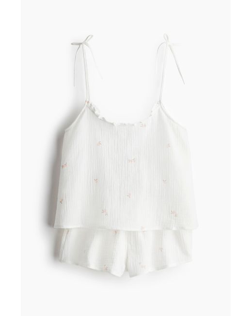 H&M White Pyjama aus Baumwollmusselin