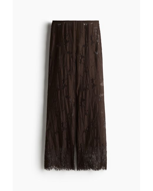 H&M Brown Bootcut-Hose aus Spitze