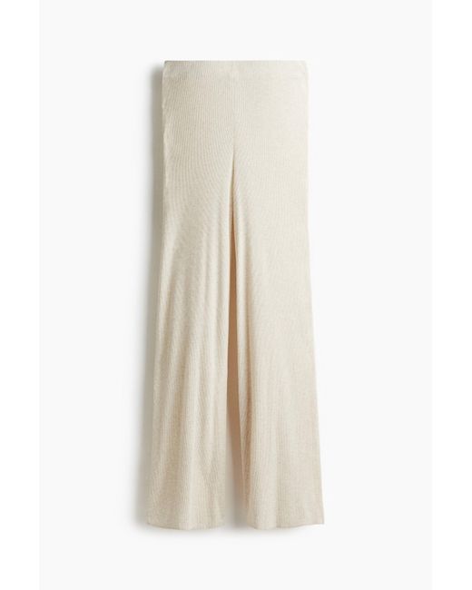 Pantalon En Maille Côtelée H&M en coloris Natural
