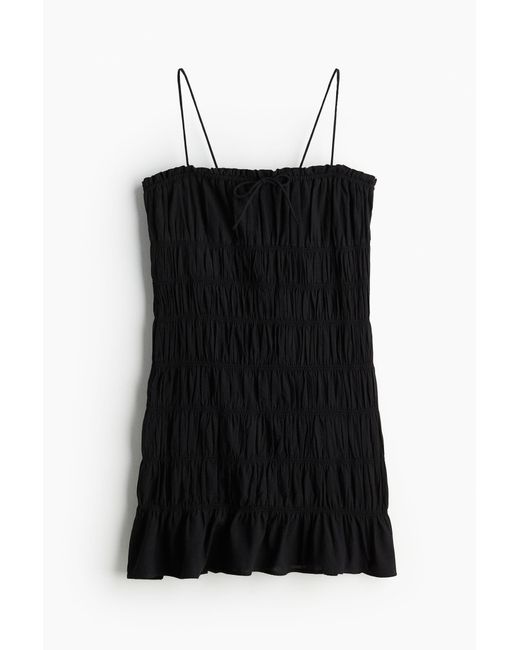 H&M Black Gesmoktes Bodycon-Kleid