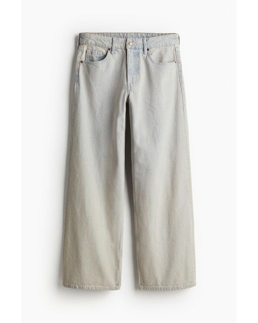 H&M White Baggy Wide Low Jeans