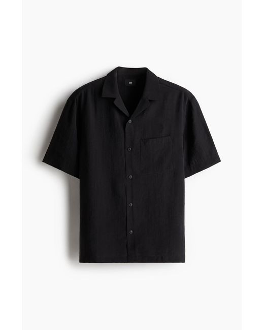 H&M Freizeithemd aus Lyocellmix in Regular Fit in Black für Herren