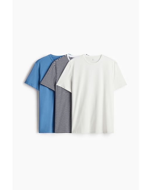 H&M 3er-Pack T-Shirts in Slim Fit in Blue für Herren