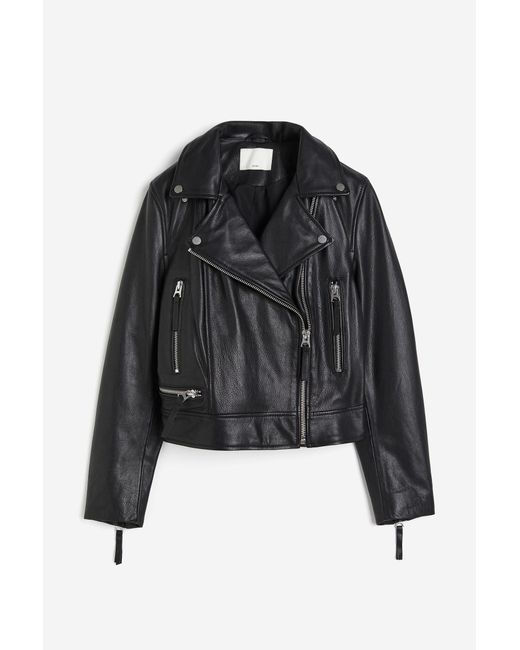 H&M Black Bikerjacke aus Leder