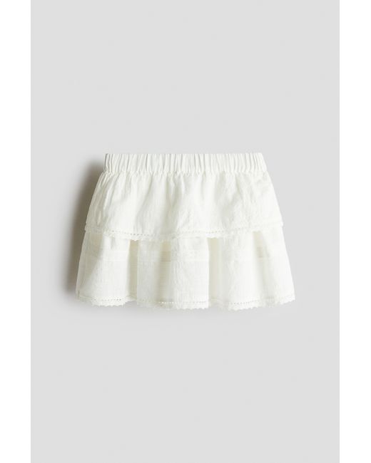 Jupe En Coton Avec Dentelle H&M en coloris White