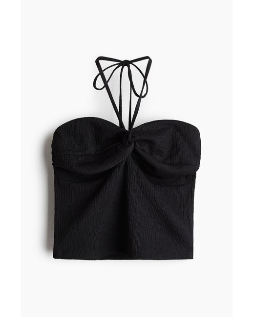 H&M Black Kurzes Neckholder-Top