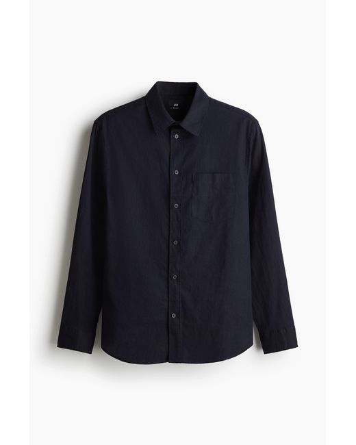 H&M Hemd aus Leinenmix in Regular Fit in Blue für Herren