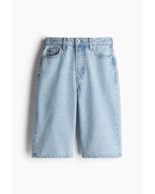 H&M Blue Hohe knielange Denimshorts