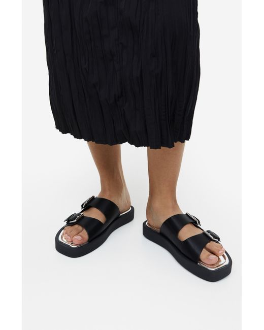 H&M Two-strap Mules in Black | Lyst