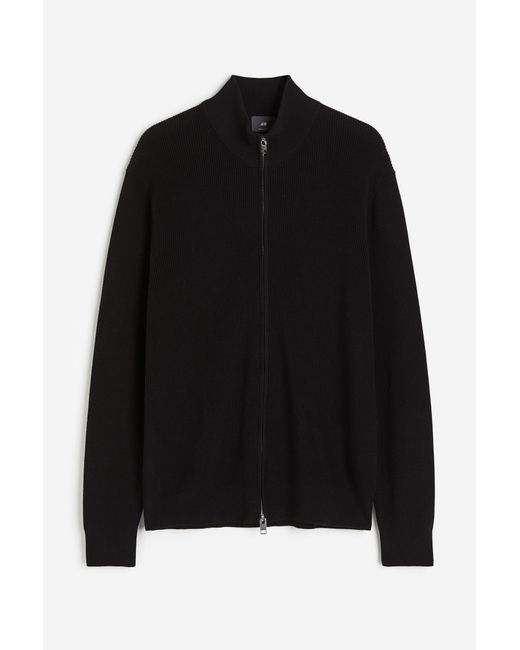 H&M Cardigan mit Zipper in Regular Fit in Black für Herren