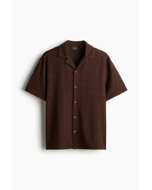 Chemise Regular Fit en dentelle avec col cubain H&M pour homme en coloris Brown