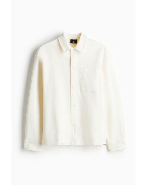 H&M Angerautes Overshirt in Loose Fit in White für Herren