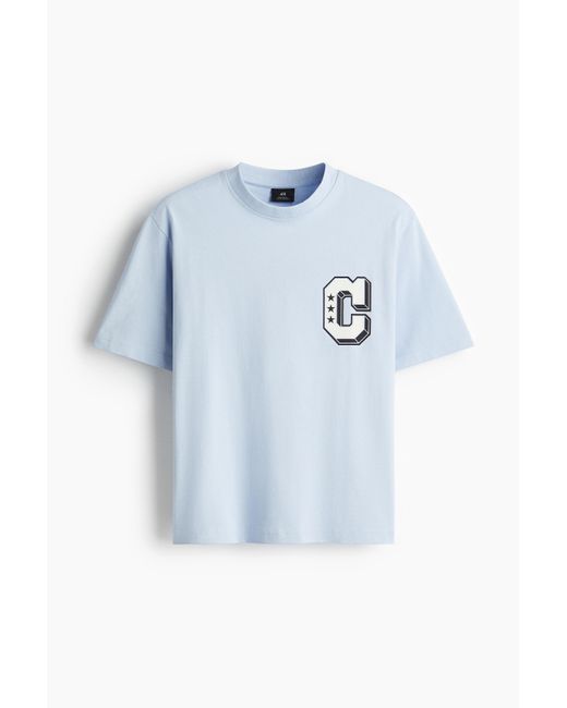 H&M Bedrucktes T-Shirt in Regular Fit in Blue für Herren