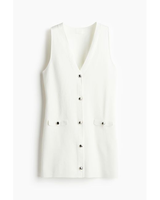 H&M White Kleid mit V-Ausschnitt
