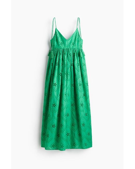 H&M Green Kleid mit Broderie Anglaise
