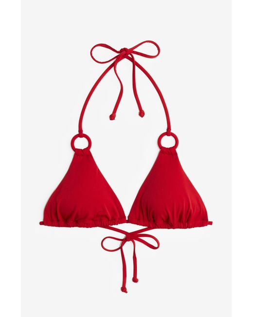 H&M Red Wattiertes Triangel-Bikinitop