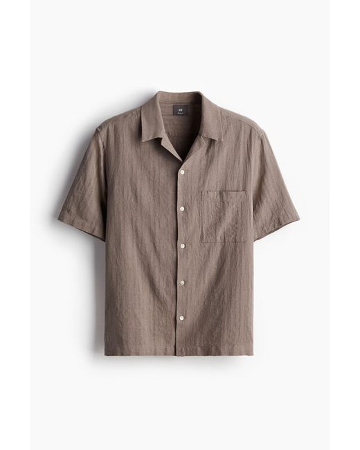 Chemise Regular Fit à col cubain en lin mélangé H&M pour homme en coloris Brown