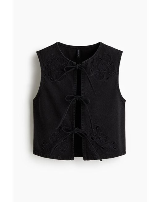 H&M Black Offene Jeansweste