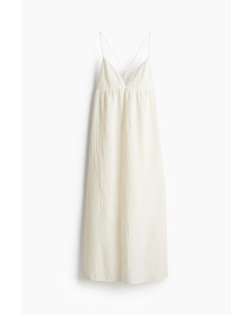 H&M White Maxikleid mit Bindebändern