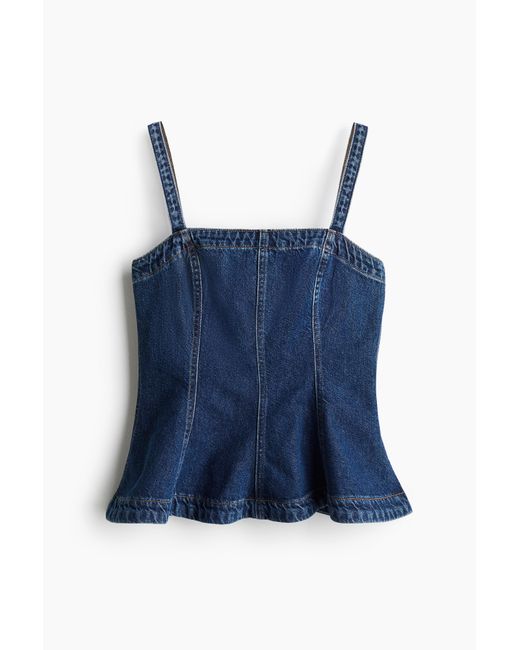 H&M Blue Peplumtop aus Denim