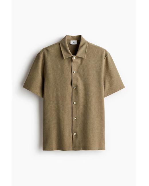 H&M Tricot Overhemd Met Korte Mouwen in het Green voor heren