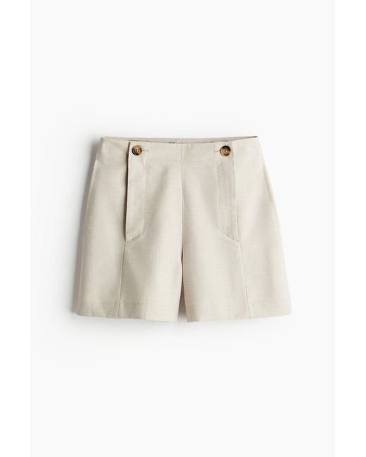 H&M Natural Shorts mit Zierknöpfen