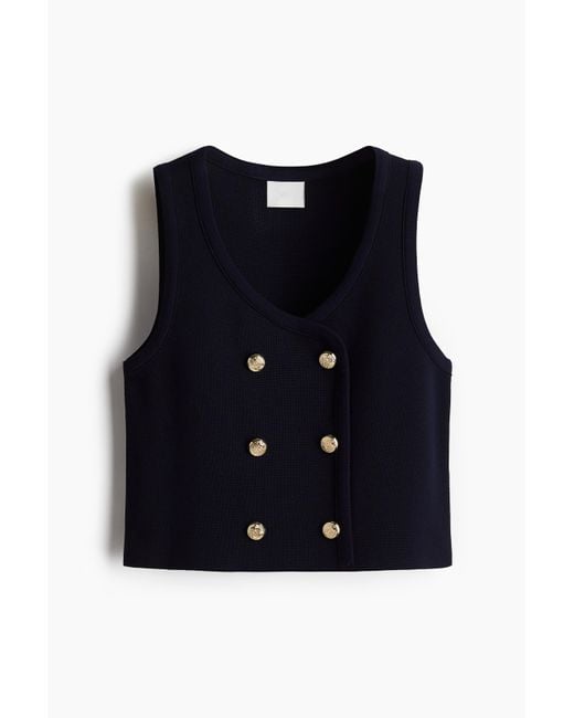 H&M Double-breasted Slip-over in het Black