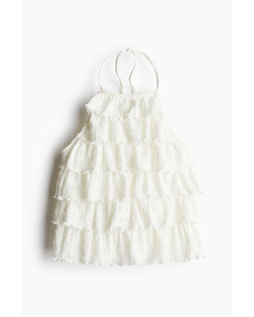 H&M Haltertop Met Volants in het White