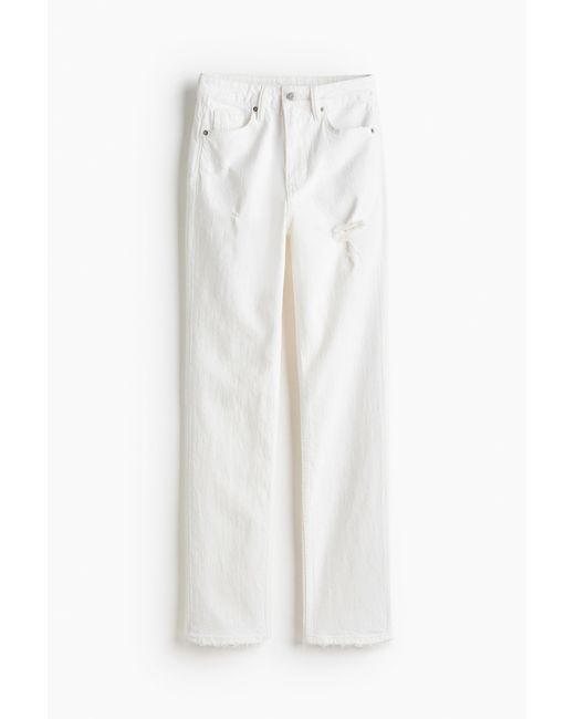 H&M White Slim Straight High Jeans